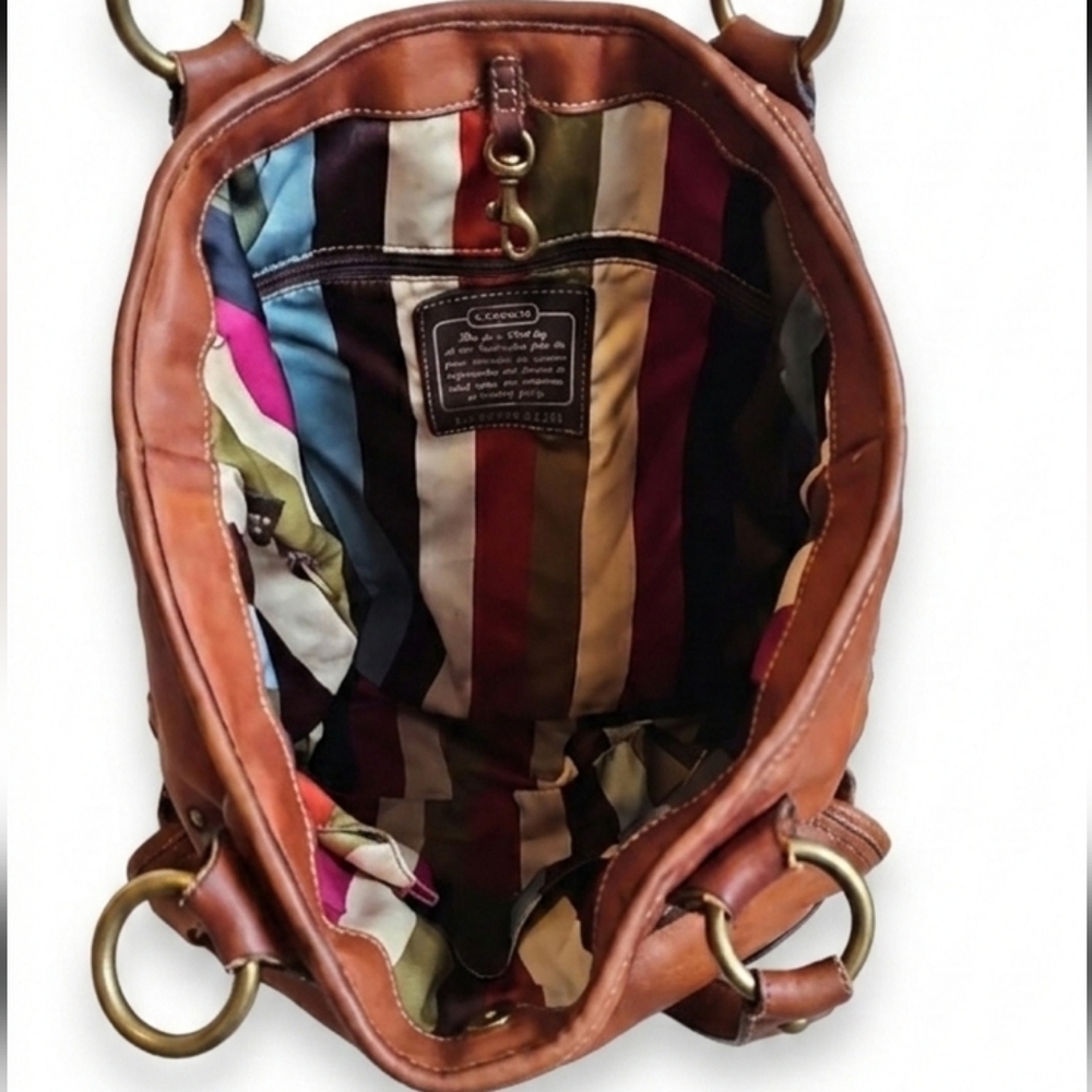 ​RARE 2007 Gigi Coach 65th Anniversary Twin Turnlock Legacy Leather Cognac Tote - Picture 4 of 15